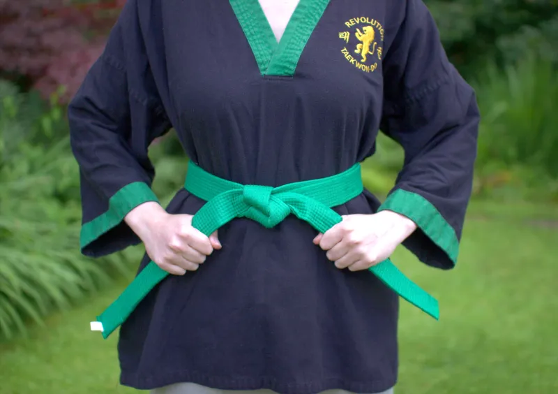 Wearing a green belt